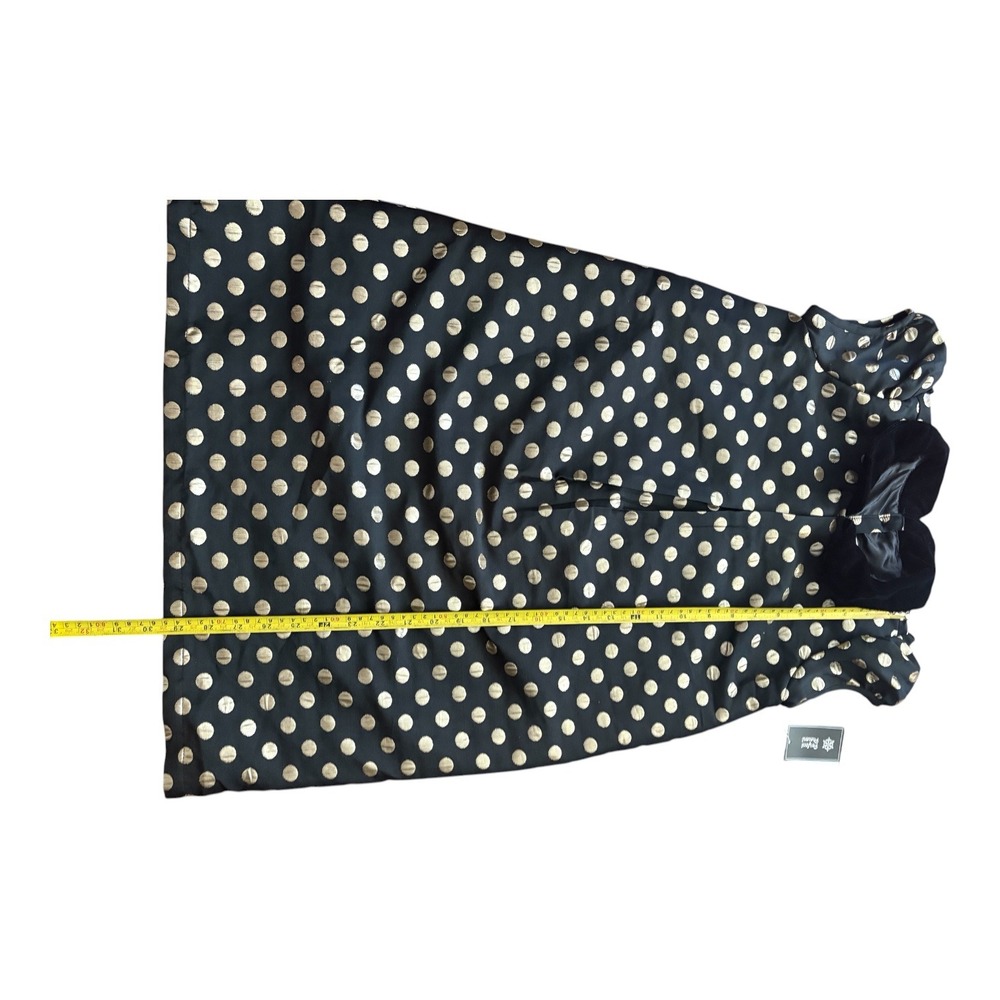 Gymboree Girls Black Gold Polka Dot Holiday Dress Velvet Collar Size 12 - Picture 5 of 7